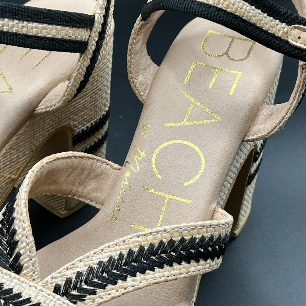 BEACH by Matisse Adelaide Platform Heels Womens 7M Beige Ankle Strap Sandals